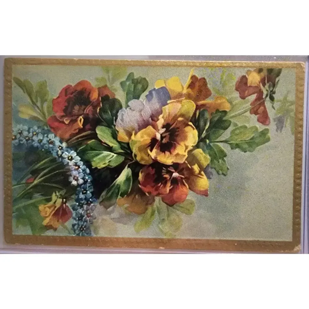 Lot Of Three Vintage Antique Embossed Postcards Flowers Best Wishes